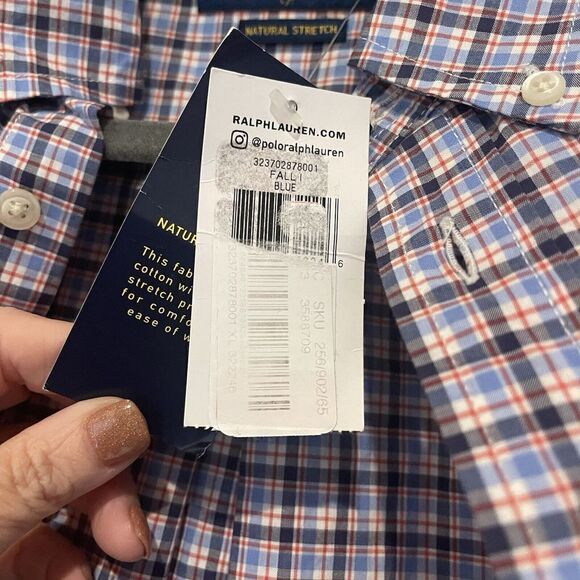 Ralph Lauren‎ Boys Button-Down Shirt Plaid Long Sleeve Red White Blue XL NWT #21 - Picture 6 of 8